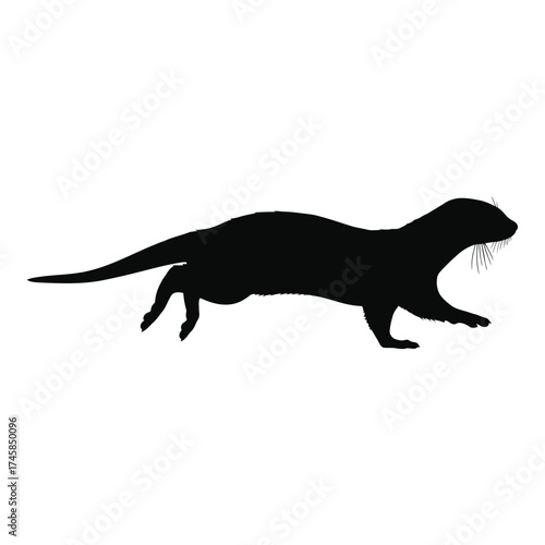 A sleek black otter shape displaying a unique profile silhouette