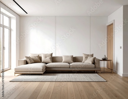 Interior Design Modern Living Room with Beige Sofa