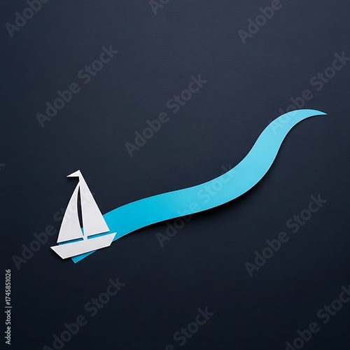 Set Sail for Success: Creative Paper Boat Navigating Blue Waters of Opportunity for Business Growth, Travel Dreams, and Coastal Lifestyle Adventures