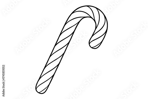 Candy cane outline in simple style on white background for Christmas  