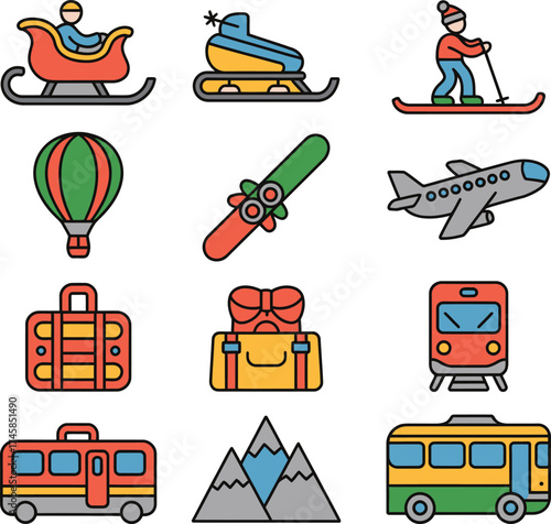 Transportation and Travel Icons Set