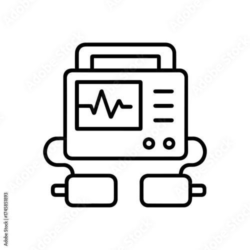 outline icon defibrillator vector on a white background
Vector outline icon on a white background