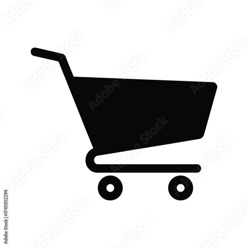 Simple black shopping cart icon design a minimalist graphic silhouette