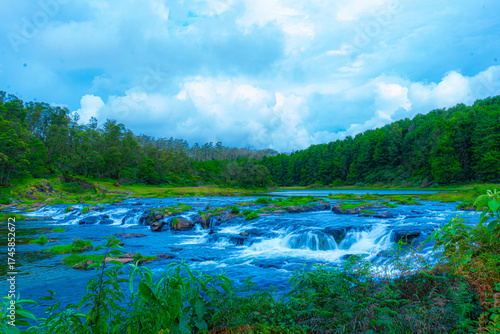Canvas Print Picturesque Pykara Falls near Ooty offers serene cascades, lush forests, boating, and breathtaking views of the Nilgiri hills