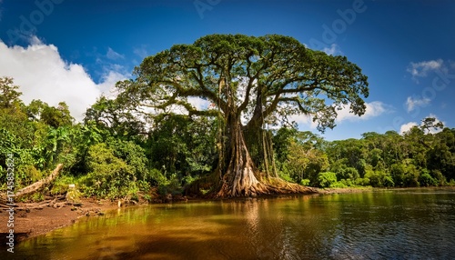 a big tropical tree amidst the lush amazonian rainforest at the guapore itenez riverbank ricardo franco vale do guapore indigenous land rondonia brazil