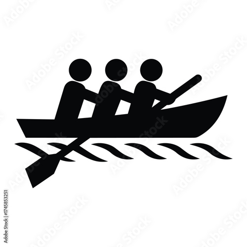 Rowing Team Pictogram Isolated on White Background