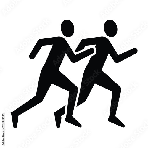 Running People in Motion Simple Symbol of Run Isolated on White