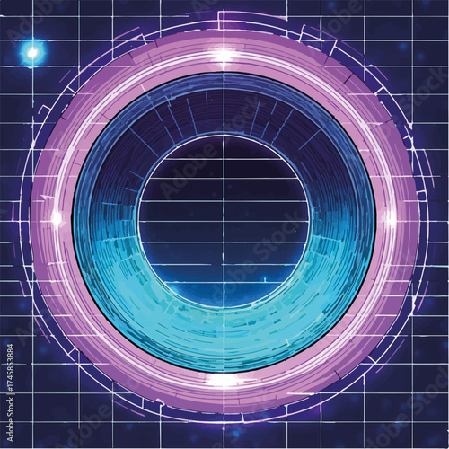 Vektorgrafik zum Thema: 80s, neon, tabletop, rpg, space, sci-fi, science, fiction, retro, pop, spielfeld, vector, grafik, alien, weltraum, weltraumabenteuer,