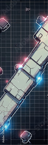 Vektorgrafik zum Thema: 80s, neon, tabletop, rpg, space, sci-fi, science, fiction, retro, pop, spielfeld, vector, grafik, alien, weltraum, weltraumabenteuer,