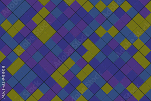 Geometric Diamond Pattern in Shades of Blue Purple and Olive Green