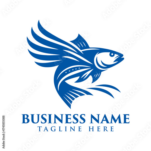  Dynamic Flying Fish Seafood Ocean Vectors Illustrations Logo