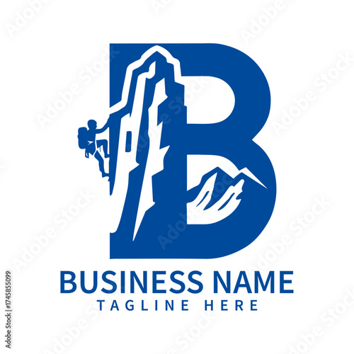 Mountain Climber Adventure Outdoors Letter B Vectors Illustrations Logo