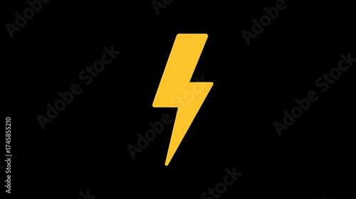 Dynamic yellow lightning bolt graphic on black background, symbolizing power and energy