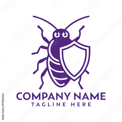 Cockroach Pest Control Shield Protection Vectors Illustrations Logo