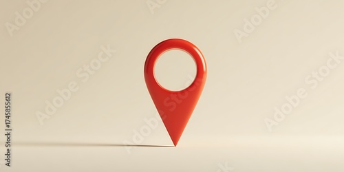 Bold red map pin marker signifies location discovery and navigation in modern design