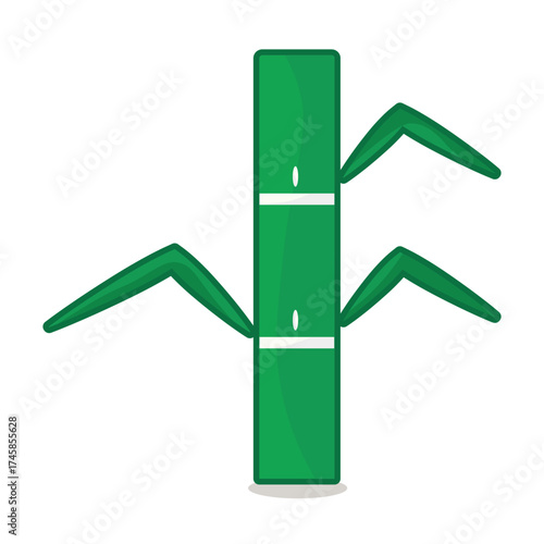 Green bamboo stalk with leaves plant