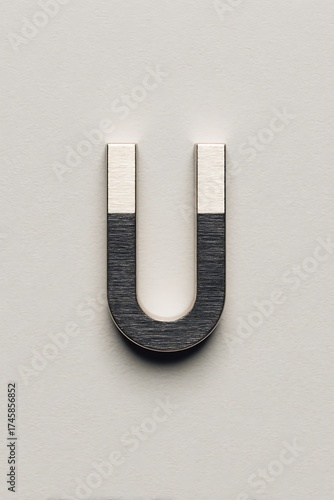 Modern horseshoe magnet attracts attention with its metallic sheen and clean design