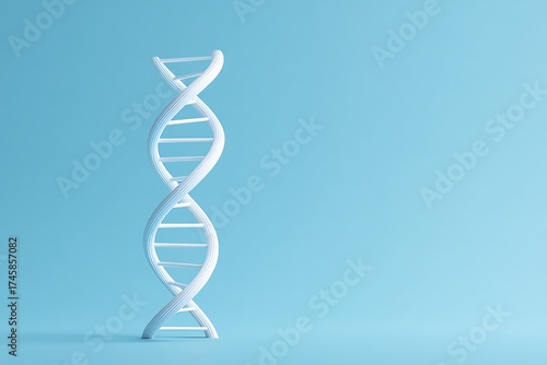 Stunning white DNA helix molecule against a serene blue background, symbolizing science and innovation.