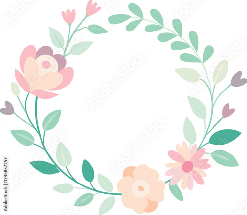 Watercolor Floral Frame with Pastel Colors | Delicate Watercolor Pastel Flower Border