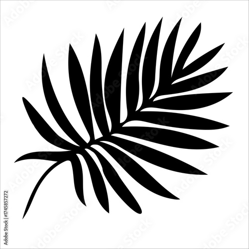 Black tropic palm leaf vector element isolated on white background. Perfect for create fashion apparel fabric, trendy package, bedding, wallpaper, accessories, outerwear, cloth textile.