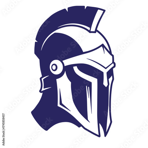 Classic spartan helmet illustration displaying courage and strength against a white background