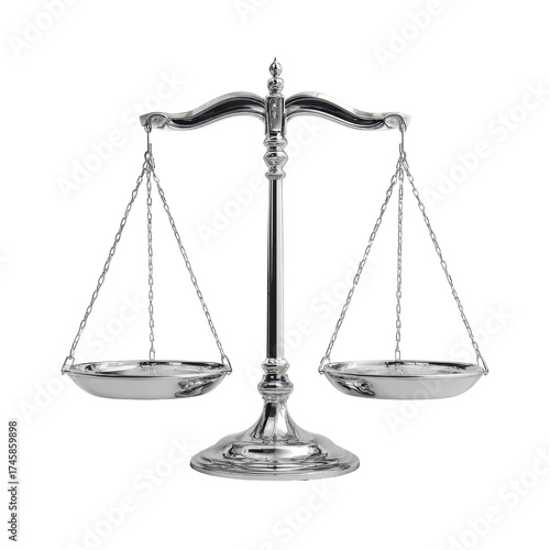 Silver Scales of Justice ontransparent background Representing Fairness and Equality