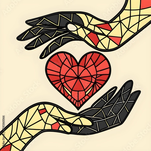 Hands Cupping a Heart Symbol of Love, Care, and Protection