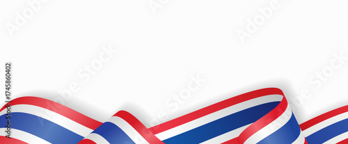 Thai flag stylized wavy ribbon abstract background layout. Vector illustration.