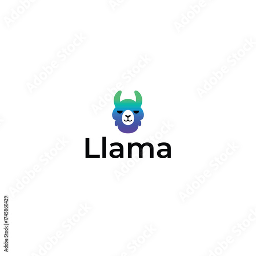 Cute Gradient Llama Logo Design