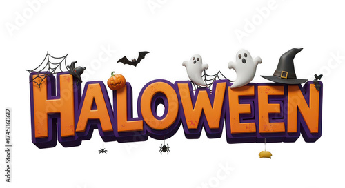 3D Halloween Text Design, cutout