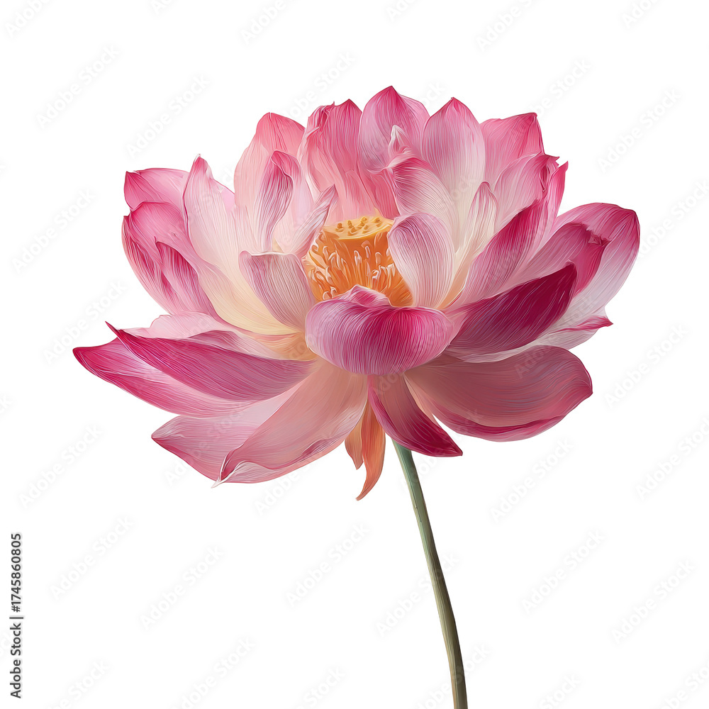 Fototapeta premium Elegant pink lotus flower blossom on a darktransparent background