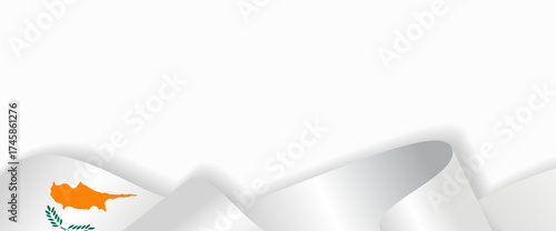 Cypriot flag stylized wavy ribbon abstract background layout. Vector illustration.