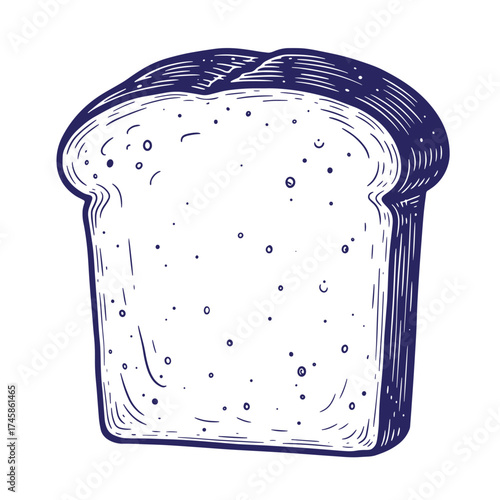 Vintage hand drawn slice of bread illustration isolated on a clean white background