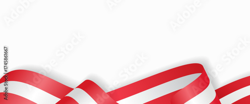 Peruvian flag stylized wavy ribbon abstract background layout. Vector illustration.