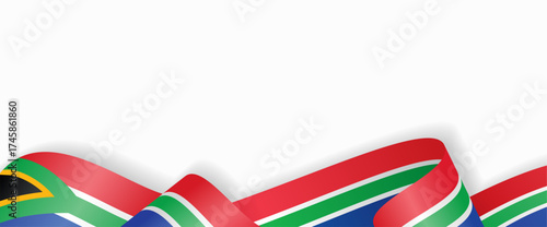 South African flag stylized wavy ribbon abstract background layout. Vector illustration.