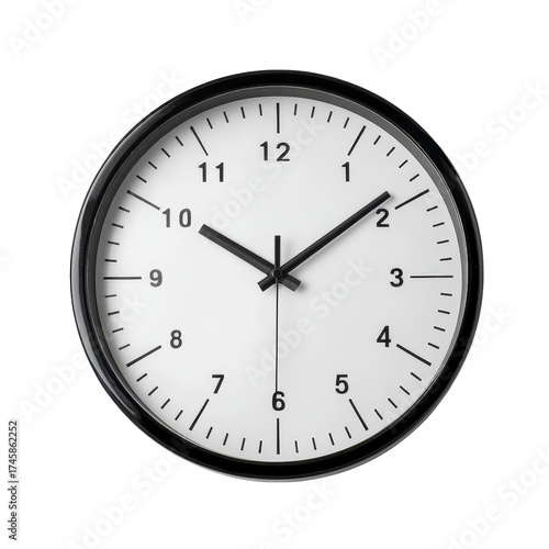 Black and White Clock ontransparent background Shows Accurate Time