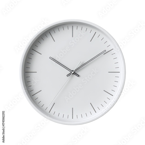 Minimalist White Wall Clock Isolated ontransparent background Time Concept