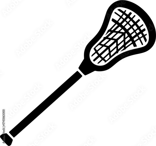 lacrosse stick glyph flat vector icon