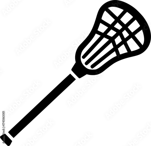 lacrosse stick glyph flat vector icon