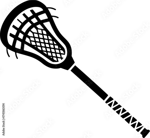 lacrosse stick glyph flat vector icon