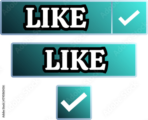 Like Buttons Collection - Graphic Elements for Social Media, Websites and Apps - Modern UI Design with Teal Color Background.