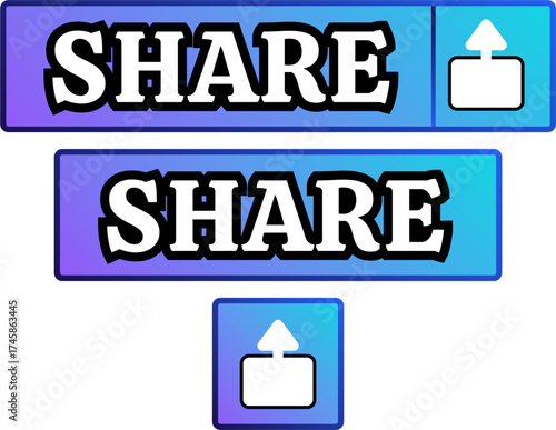Share Button Design Interface Graphic Element Vector Illustration Gradient Style Modern Share Upload Button Creative Decoration Concept.