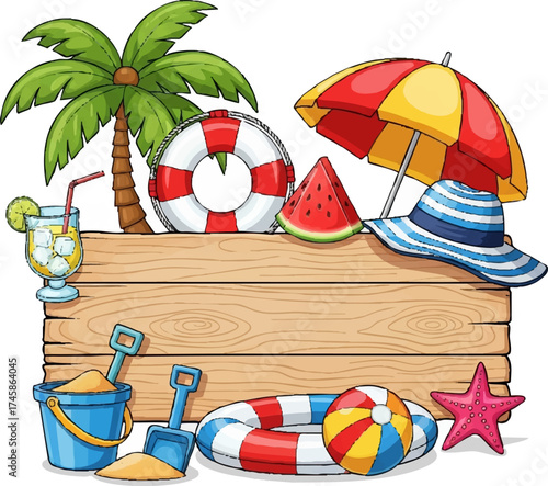 Summer Beach Vacation Tropical Paradise Scene.