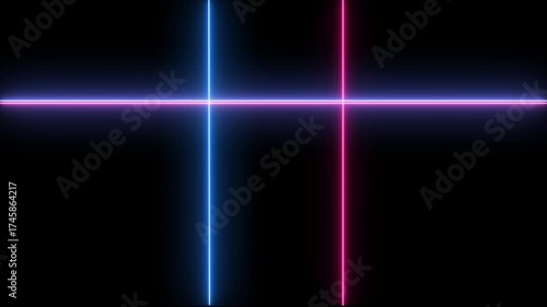 Single neon line animation. Abstract neon line photo frame animation.Bright neon line animation. Horizontal And vertical neon line animation. Neon light saber lines
