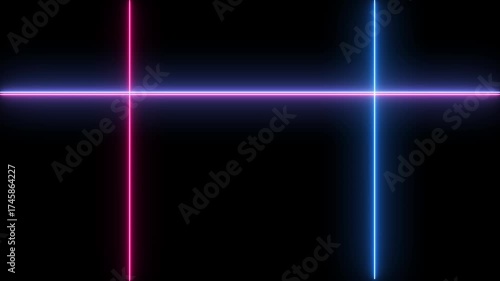 Single neon line animation. Abstract neon line photo frame animation.Bright neon line animation. Horizontal And vertical neon line animation. Neon light saber lines