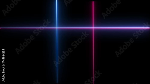 Single neon line animation. Abstract neon line photo frame animation.Bright neon line animation. Horizontal And vertical neon line animation. Neon light saber lines