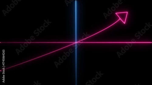 Glowing Animated GDP Growth, Chart for Gross Domestic Product, Financial Growth Graph, Global Economy, National Budgets, Up Arrow, saber effect, Black Background