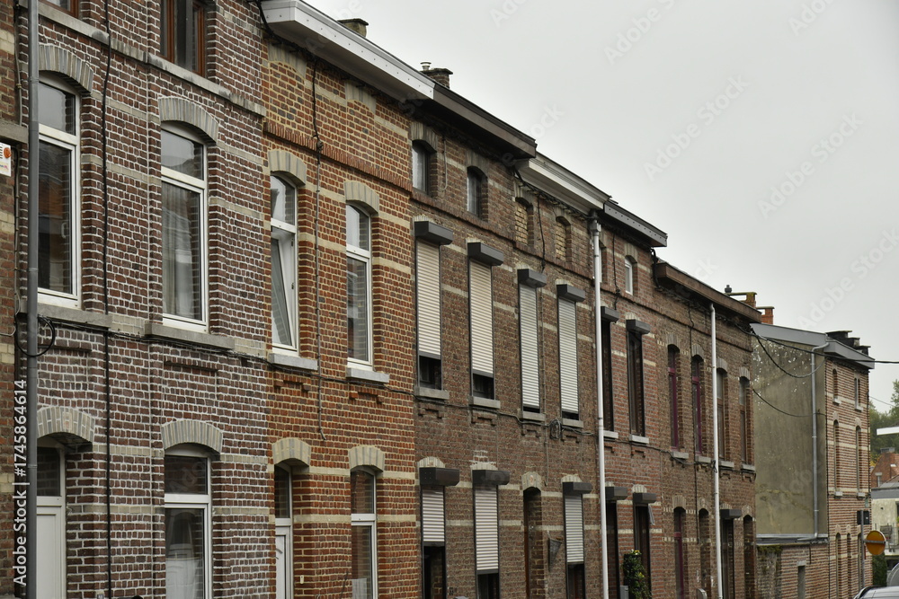 Fototapeta premium L'architecture des vieilles maisons traditionnelles dans le quartier Saint-Jacques à Nivelles (Brabant Wallon)