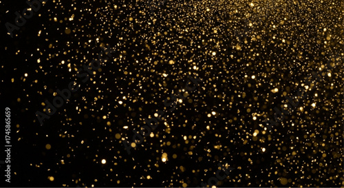 Captivating abstract of shimmering gold particles against a black background, perfect for a touch of elegance. vector illustration