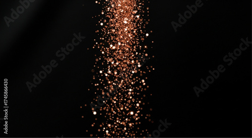 Golden glitter cascade on a dark background, a captivating abstract visual, adding a touch of elegance and glamour.  vector illustration